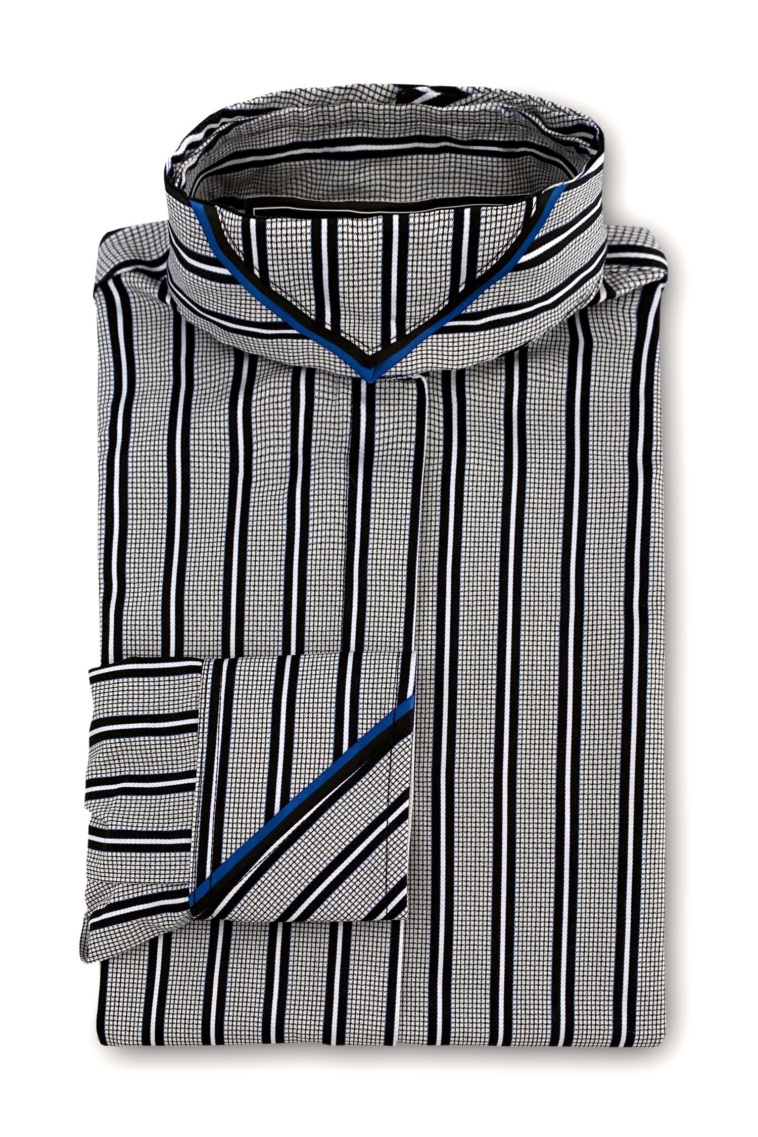 Black and White Stripe - Black & Cobalt Blue