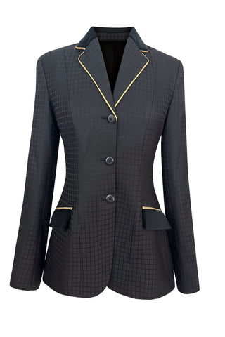 Black Medium Check - Velvet and Gold Piped