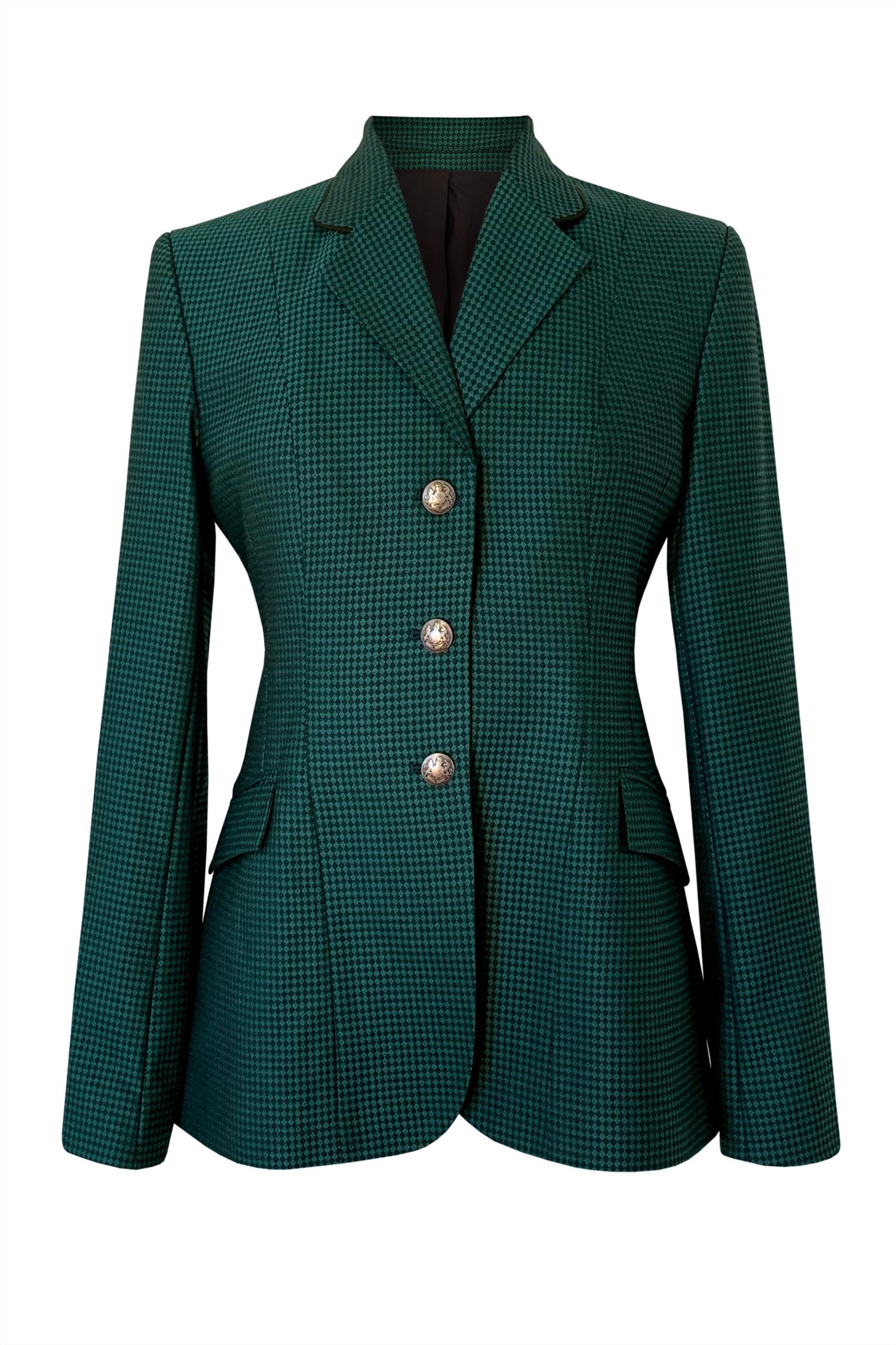 English Riding Jacket l French Blue Diamond with Silver Piping Marigold Riding Apparel English Riding Jacket l French Blue Diamond with Silver Piping Marigold Riding Apparel
