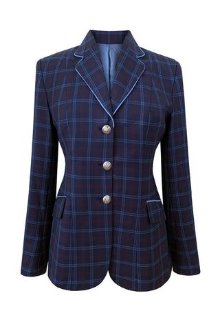 Navy with Ice Blue/Merlot Plaid - Ice Blue Piped