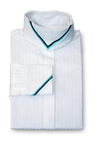 White Tonal Stripe - Turquoise & Black