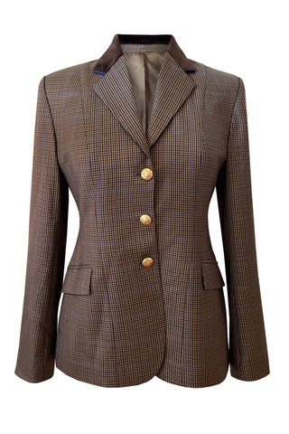 Brown Fantasy Plaid with Velvet - Cobalt Piped
